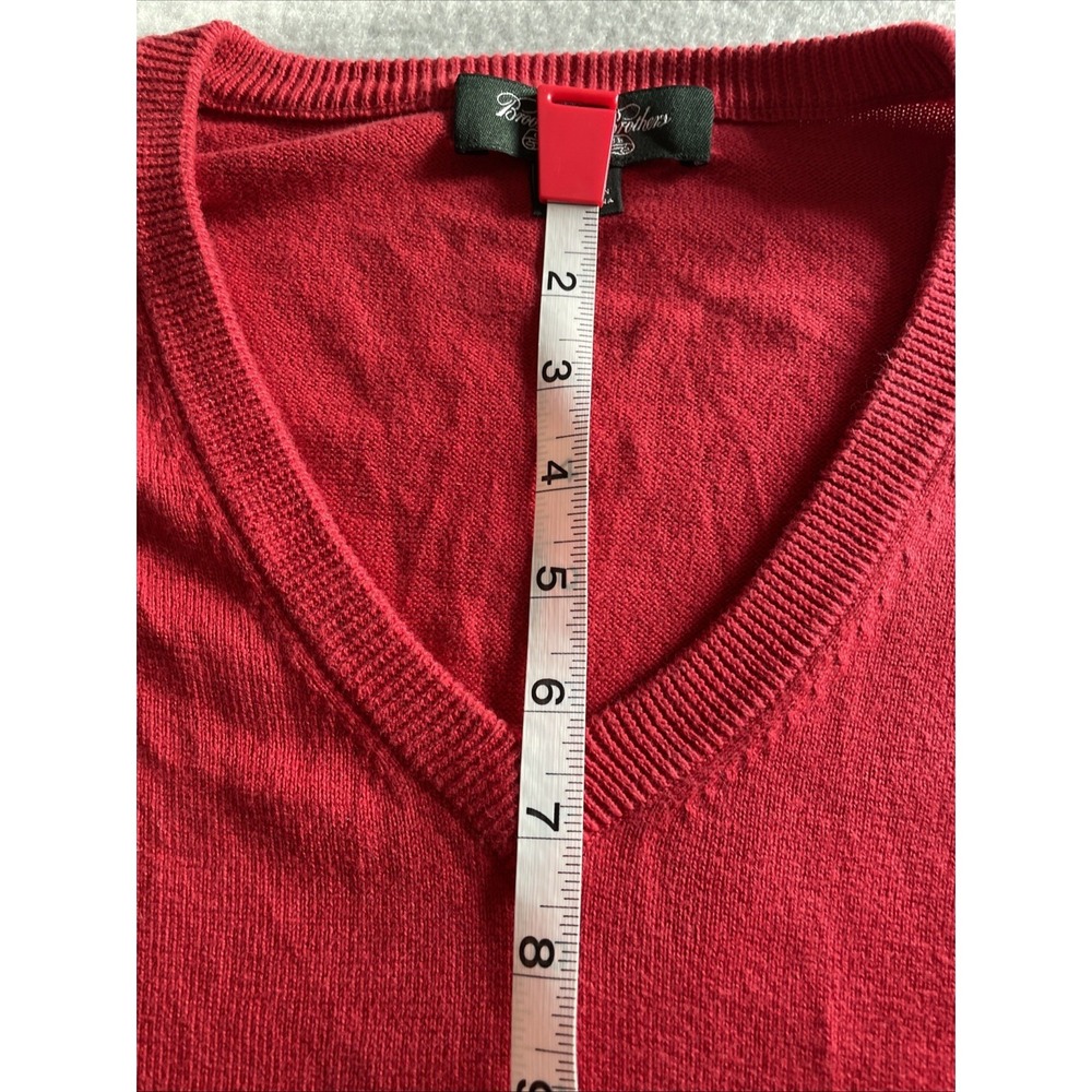 Brooks Brothers Country Club RED 100% Cotton V-Neck Jumper Pullover Sweater XL - Picture 11 of 15